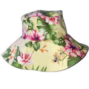 JANTZEN Bucket Hat Floral Flowers Tropical Hawaiian Women 22 inch Circumference